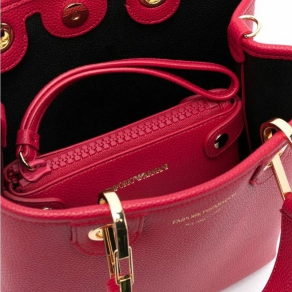 Emporio Armani Vibrant Red Tote with Gold Details